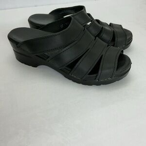 Dansko Black Leather Mules